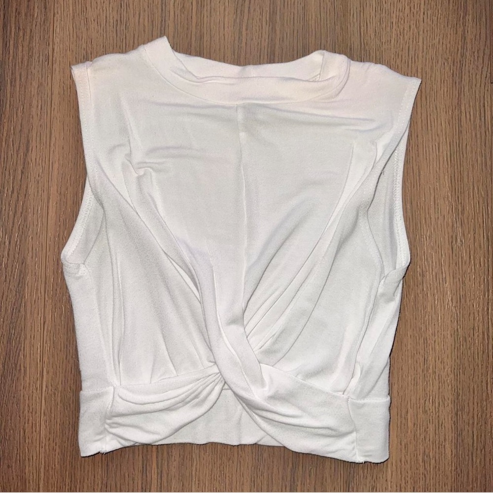 Topshop White Mock Neck Cropped Tank